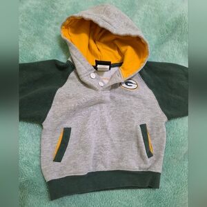 NFL Green Bay Packers Gray and Green Kids Hoodie with Gold Lining 24 Months